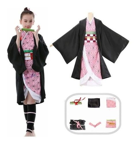 Conjunto Cosplay Adultos Niño  Kamado Nezuko Disfraz Anime