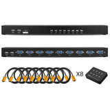 Conmutador Kvm Usb 2.0 Vga 8 Puertos + Cables