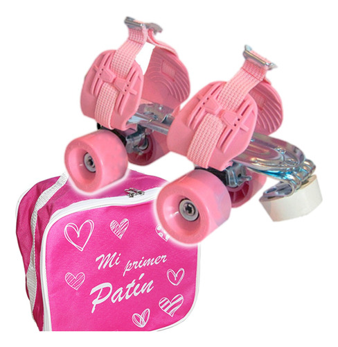 Combo Patines Extensibles Leccese Classic Rosa + Bolso