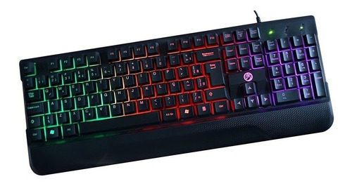 Teclado Gamer Brazil Pc Bpc-k1038 Qwerty Português Brasil Cor Preto Com Luz Rainbow