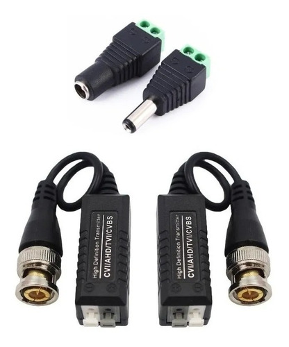 Pack Balun Conector + Plug Dc Macho Hembra Utp Cctv Camara 