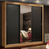 Guarda Roupa Casal Lyon Plus Madesa 3 Portas Correr Esp Rp Cor Rustic/preto