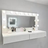 Mueble Tocador Flotante Espejo Hollywood Maquillador 1.20m