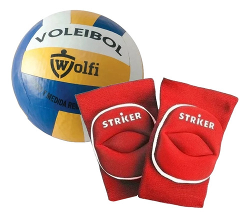 Pelota Voley Cuero Sintetico + Rodillera Striker Combo   