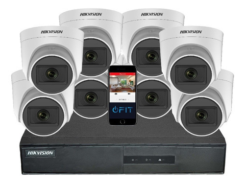 Kit Seguridad Hikvision Dvr 16 Canales 1080p Lite + 8 Domos Color Blanco