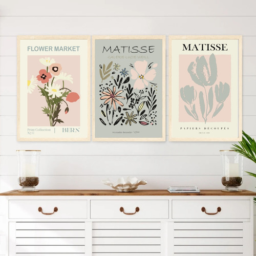 Set X3 Cuadros Completos Matisse Flores Flower Market 33x43