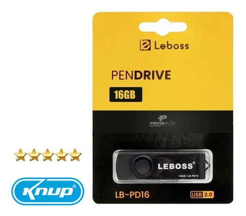 Pen Drive Com Usb 2.0 Slim 16gb Giga Ram Knup Leboss Premium