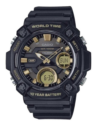 Relógio Masculino Casio Anadigi Aeq-120w-9avdf Preto