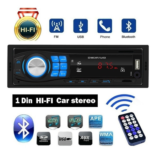 Autoestereo Mp3 1 Din Con Bluetooth Y Auxiliar