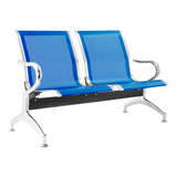 Cadeira Longarina Sem Estofado Azul 2 Lugares