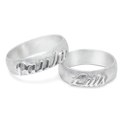 Par De Argollas De Matrimonio Con Nombre De Plata Fina 925 | Envío gratis