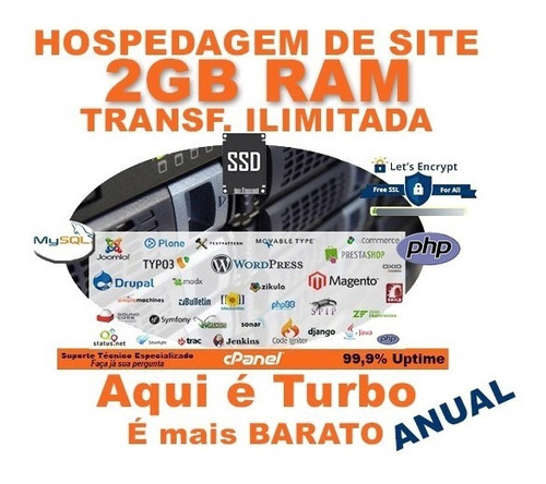 Hospedagem De Sites Turbo Anual 100 Gb Ssd Tráf. Ilimitado