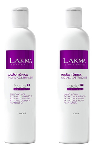 2un Loção Tônica Facial Adstringente 200ml Lakma Controle Ph