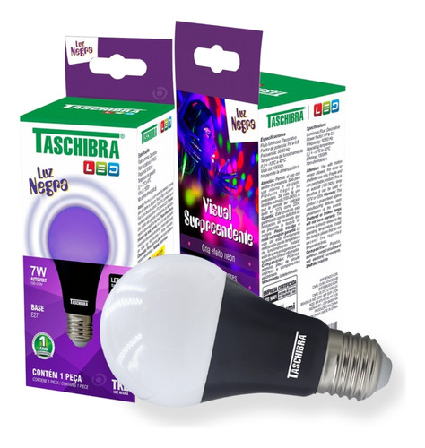 Lâmpada Bulbo Led 7w Luz Negra Neon Festa Bocal E27