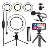 Kit Youtuber Tripé Celular Hing Ring Lght Microfone Top