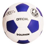 Pelota Futbol Nº5 Cesped Profesional Cuero Sintetico Dolphin Color Blanco Y Azul