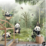 Vinilos Murales Empapelados Pandas Selva Jungla Monos