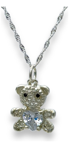 Dije Osito Corazón Con Cadena Plata 925 Italian Collection