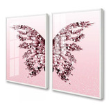 Quadros Decorativos Borboleta Asas Rosa Sala Com Vidro 50x70