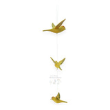 Móbile Enfeite Pássaros Amarelo Madeira Escultura Decoração