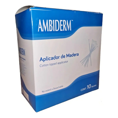 Aplicador De Madera Con Algodon Ambiderm 10 Bolsas | MercadoLibre