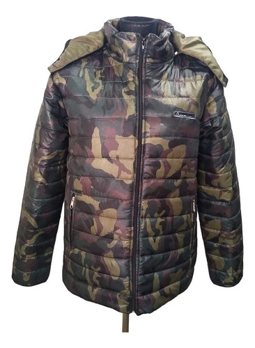 Campera Hombre Inflable Camuflada Liviana Abrigada Capucha