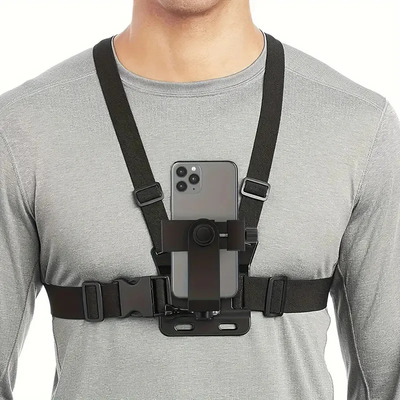 Arnés De Pecho Con Soporte Para Celular Y Cámara De Acción Negro