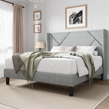 Feonase Base De Cama Queen Mordern Con Respaldo De Ala, Plat