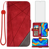 Funda Cartera Para Huawei P30 Lite Rojo Piel Sintetica