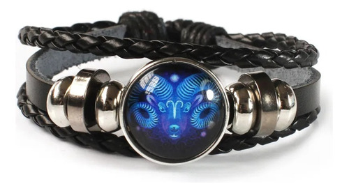 Pulsera Manilla Luminosa Signo Zodiaco, Brazalete Con Tejido