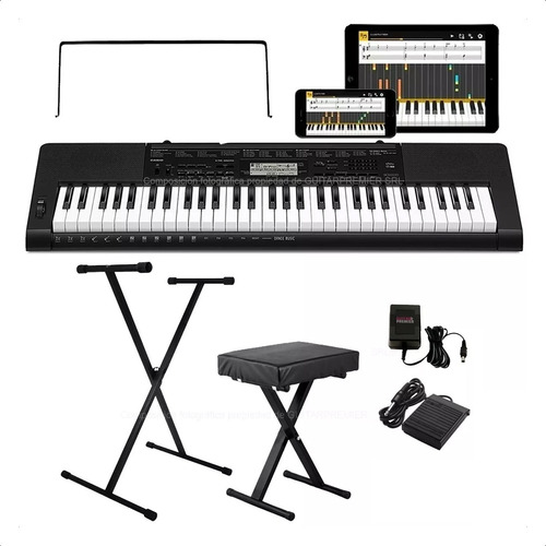 Organo Teclado Casio Ctk3500 Pie Banqueta Pedal Fuente App