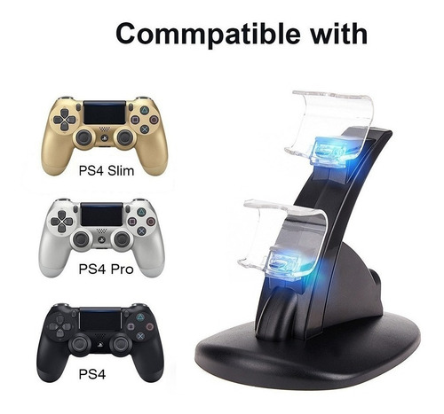 Base Soporte Cargador 2 Joystick Doble Ps4 Slim Y Pro