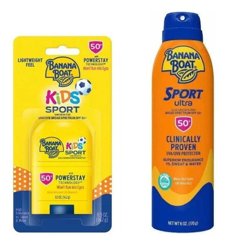 2x Banana Boat Protetor Solar Ultra Sport Spray + Kids 50+