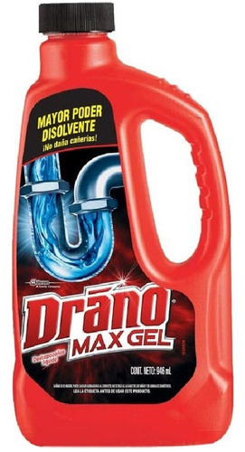 Draño Max Gel - Destapa Caños - No Daña Cañerías [946 Ml]