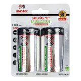 Pack De 2 Baterias  Recargables D Master  D-2x3000