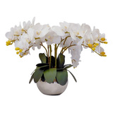 Arranjo Flores Realistas 8 Orquídeas Artificial 3d Brancas