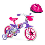 Bicicleta Infantil Aro 12 Violet E Capacete Rosa - Nathor