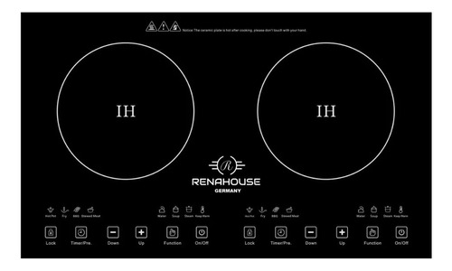 Estufa De Induccion 2 Puestos 1000w Control Tactil 9 Niveles