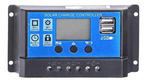 Regulador Solar 10a Pwm Display Lcd 12/24v Automatico