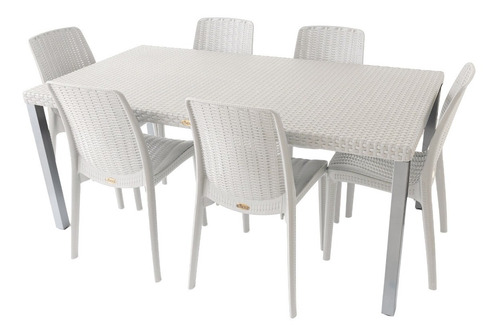 Comedor Moderno 6 Sillas Tipo Rattan Para Interior/exterior