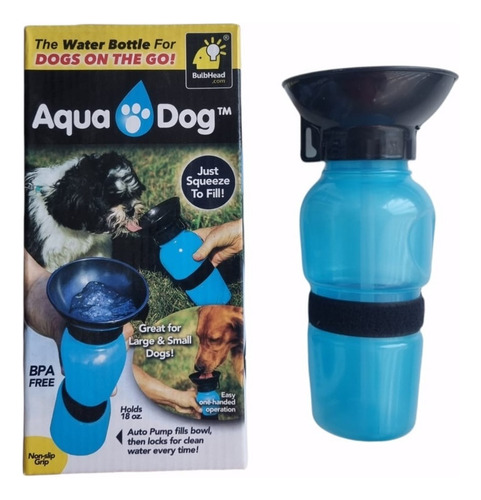 Dispensador De Agua Botella Portátil Para Mascotas Color Azul