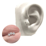 Piercing Tragus Três Flores Cravejadas Prata 925