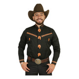 Camisa Charra Espuela De Oro Hombre Con Aplicacion De Gamuza