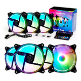 Kit Fan 7x 120mm Liketec Colorfull Cooler Rgb Controle Gamer