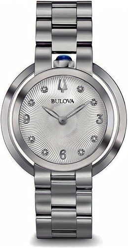 Relógio Bulova 96p184 Rubaiyat Orig Silver Diamond 