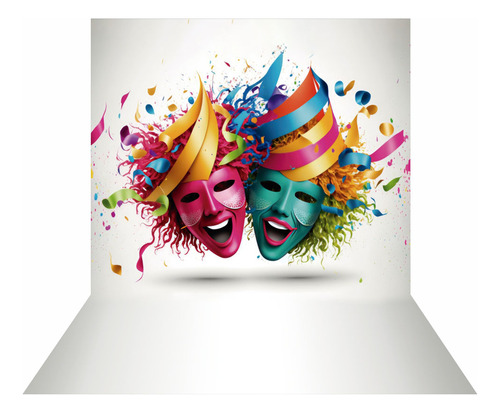 Fundo Fotográfico Mascaras Carnaval Tecido 2,20m X1,50m F758