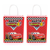 Bolsas Kraft Cars Personalizadas Cotillón Cumpleaños X 12