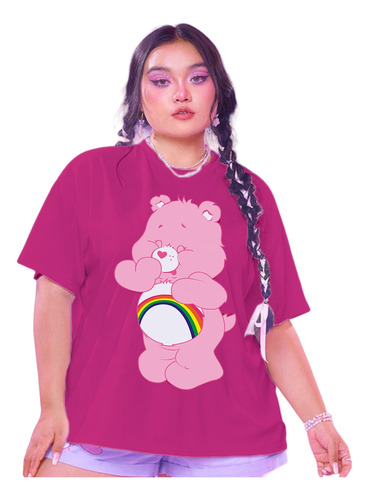 Camiseta Feminina Estampa Care Bears Plus Size Blogueirinha