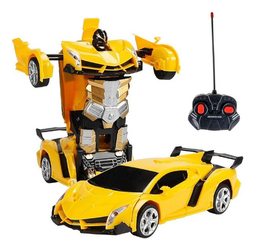 Carrinho Controle Remoto Vira Robô Transformers Bumblebee