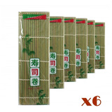 6x Esteira Para Fazer Sushi Sudare Bamboo Trad 24x24cm